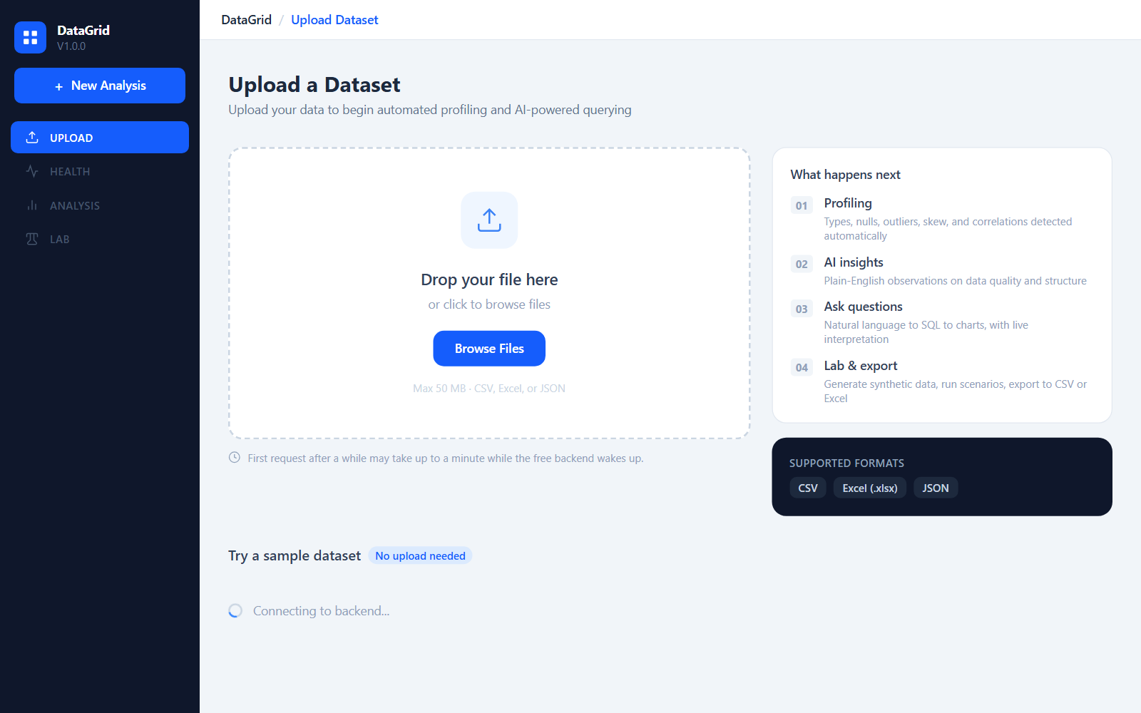 DataGrid: AI-Powered Analytics Platform screenshot
